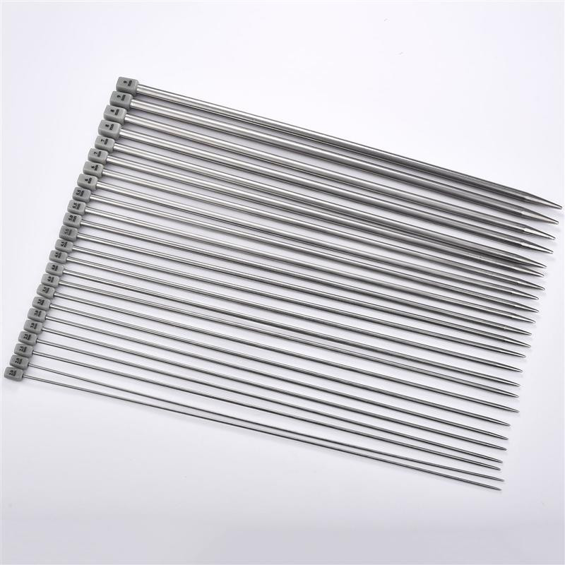 Vienas rinkinys 35 cm tiesios mezgimo adatos iš nerūdijančio plieno nėrimo kabliukas „pasidaryk pats“ megztinis, pynimas, mezgimo įrankiai, dydis 2–10 mm siuvimo įrankiai