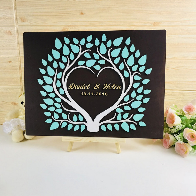 Pasirinktinė 3D medžio vestuvių svečių knyga, rėmelis su pasirinktiniu vardu ir data, meilės parašų knyga, kaimiškas svečių knygos vestuvių idėjų dekoras