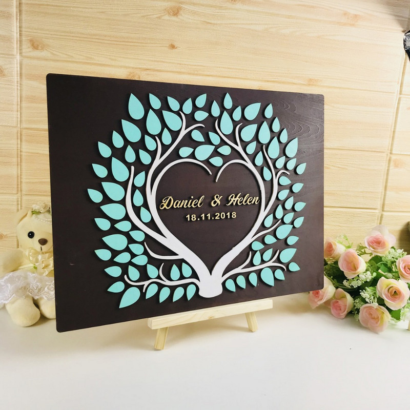 Pasirinktinė 3D medžio vestuvių svečių knyga, rėmelis su pasirinktiniu vardu ir data, meilės parašų knyga, kaimiškas svečių knygos vestuvių idėjų dekoras