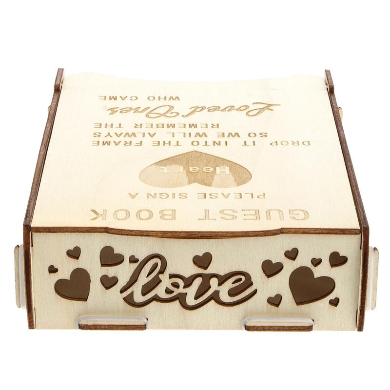 Medinės širdies formos gabalėlių laikiklio dėžutė Vestuvių ženklas Širdies lašų dėžutė Pranešimų dėžutė Meilės vestuvių dovanų svečių knyga