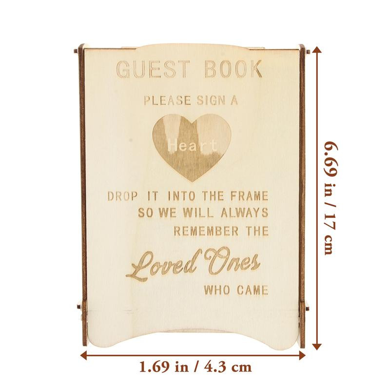 Medinės širdies formos gabalėlių laikiklio dėžutė Vestuvių ženklas Širdies lašų dėžutė Pranešimų dėžutė Meilės vestuvių dovanų svečių knyga