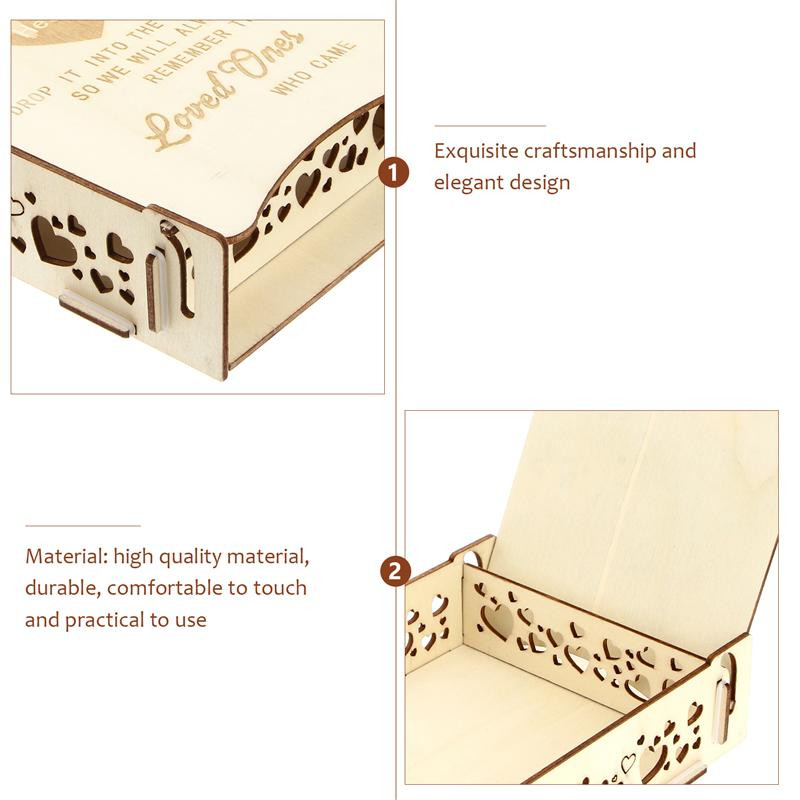 Medinės širdies formos gabalėlių laikiklio dėžutė Vestuvių ženklas Širdies lašų dėžutė Pranešimų dėžutė Meilės vestuvių dovanų svečių knyga