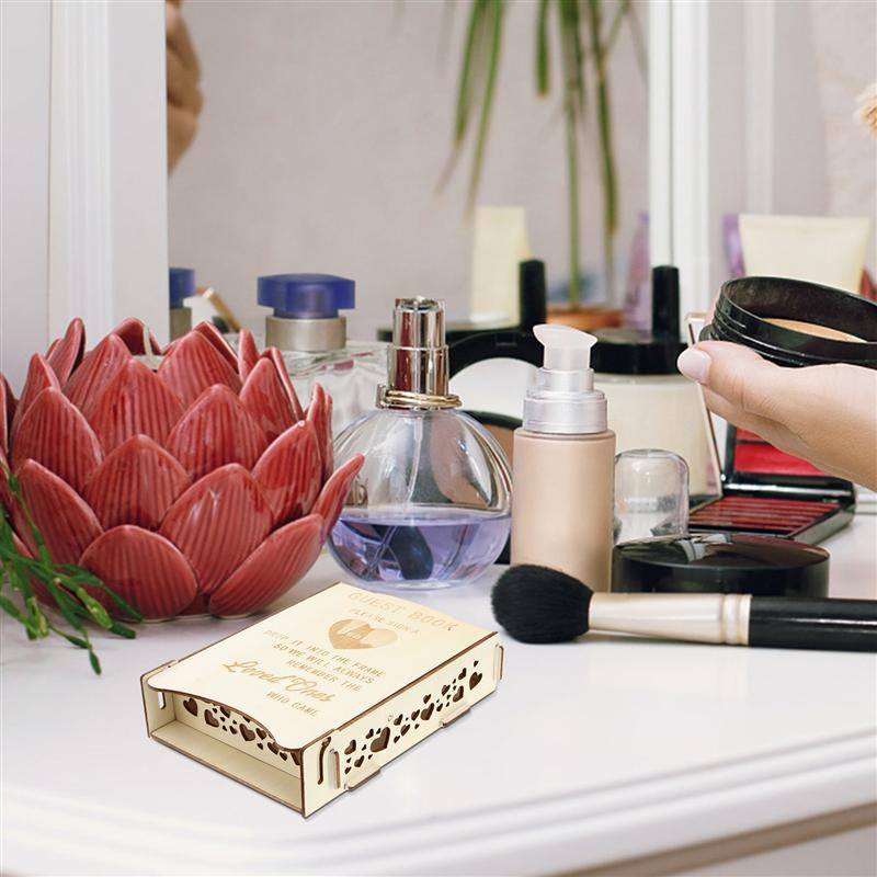 Medinės širdies formos gabalėlių laikiklio dėžutė Vestuvių ženklas Širdies lašų dėžutė Pranešimų dėžutė Meilės vestuvių dovanų svečių knyga