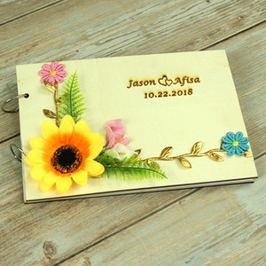 21,5X15cm Isikupärastatud nimed kuupäev kohandatud logo Külalisteraamat Allkiri Raamatud Rustikaalne puidust külalisteraamat Vintage pulmadekoratsioon