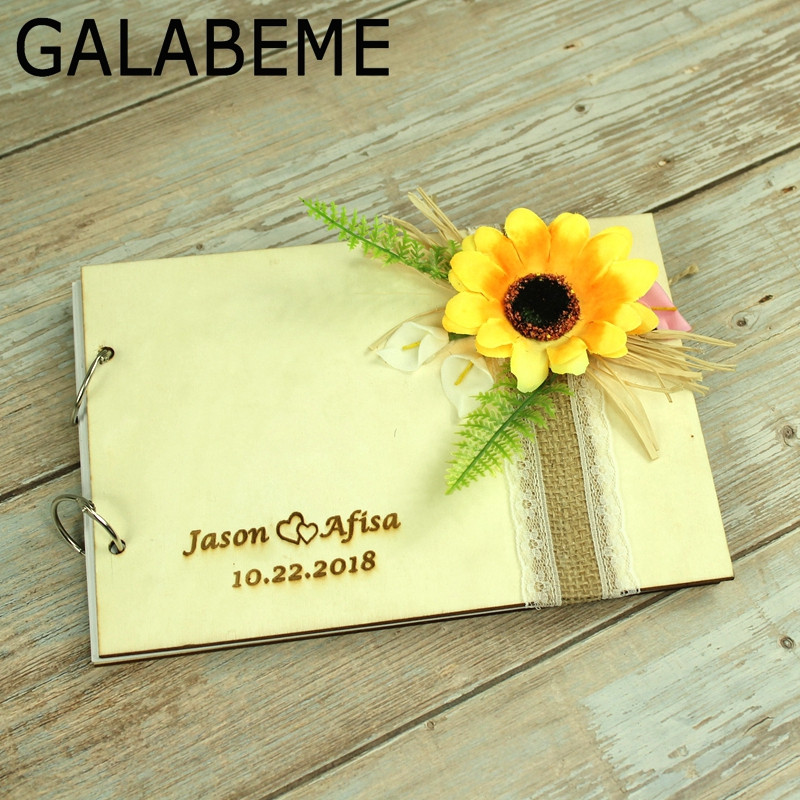 21,5X15cm Isikupärastatud nimed kuupäev kohandatud logo Külalisteraamat Allkiri Raamatud Rustikaalne puidust külalisteraamat Vintage pulmadekoratsioon