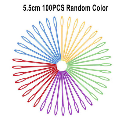 100 de bucăți ace de tricotat croșetate de culori mixte 5,5 cm/7 cm/9 cm/15 cm set de ace de tricotat din plastic, instrument de țesut DIY