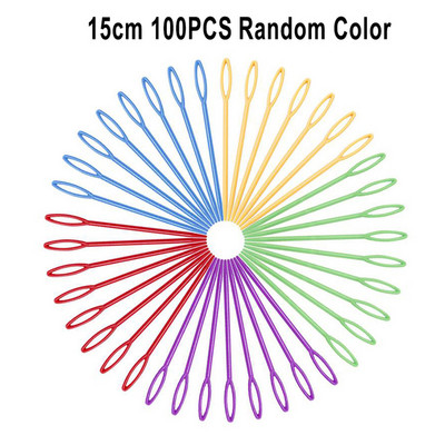 100 de bucăți ace de tricotat croșetate de culori mixte 5,5 cm/7 cm/9 cm/15 cm set de ace de tricotat din plastic, instrument de țesut DIY