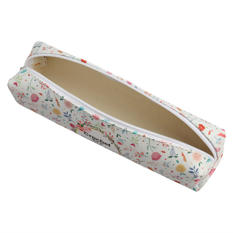 Set de croșete de culoare albastră Ace de croșetat din aluminiu cu geantă Set de croșetat de tricotat ergonomic Genți albe cu flori 2,5-6,0 mm