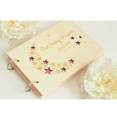 Alternative personalizate pentru cărți de oaspeți de nuntă, album de carte de oaspeți cu stele mici din lemn gravat, semn pentru oaspeți A4, carte de oaspeți pentru decorarea nunții