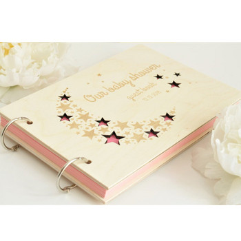 Алтернативи на персонализирана сватбена книга за гости, гравиран дървен албум с малки звезди от книга за гости, знак A4 за гости, книга за гости, сватбен декор
