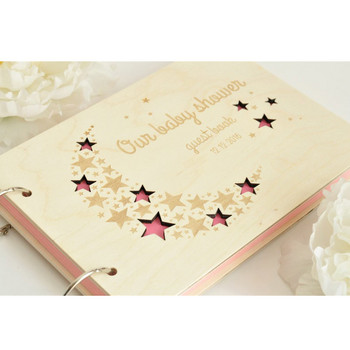 Алтернативи на персонализирана сватбена книга за гости, гравиран дървен албум с малки звезди от книга за гости, знак A4 за гости, книга за гости, сватбен декор