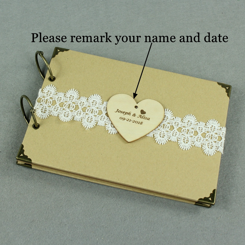 21cmX15cm 25σεντόνια Προσαρμοσμένα ονόματα love bird Γάμος Βιβλίο επισκεπτών Υπογραφή Βιβλία Ζευγάρι Ξύλινο Τετράδιο Vintage Διακόσμηση Γάμου