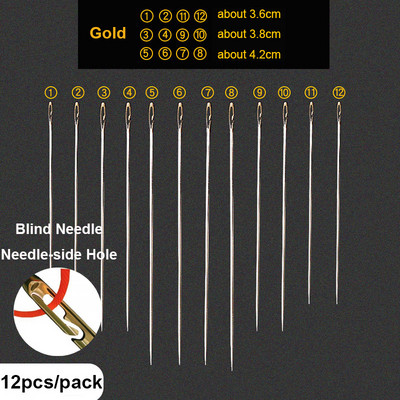 6/12/30 buc Ace pentru cleștare cu punct de cruce Coada de aur Ac tocit Ac orb Vârstnici Orificiu lateral pentru ac DIY Instrumente de cusut