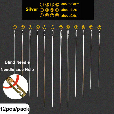 6/12/30 buc Ace pentru cleștare cu punct de cruce Coada de aur Ac tocit Ac orb Vârstnici Orificiu lateral pentru ac DIY Instrumente de cusut