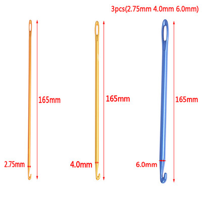 1/3 buc. Afgan Tunisian Aluminiu Croșetat Ac de tricotat Instrument de tricotat manual cu un ochi Ace de cusut Croșetat