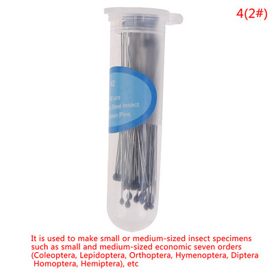 100 vnt. vabzdžių smeigtukų bandinių smeigtukai nerūdijančio plieno su plastikine dėže, skirta mokyklos laboratorijos entomologijos skrodimui