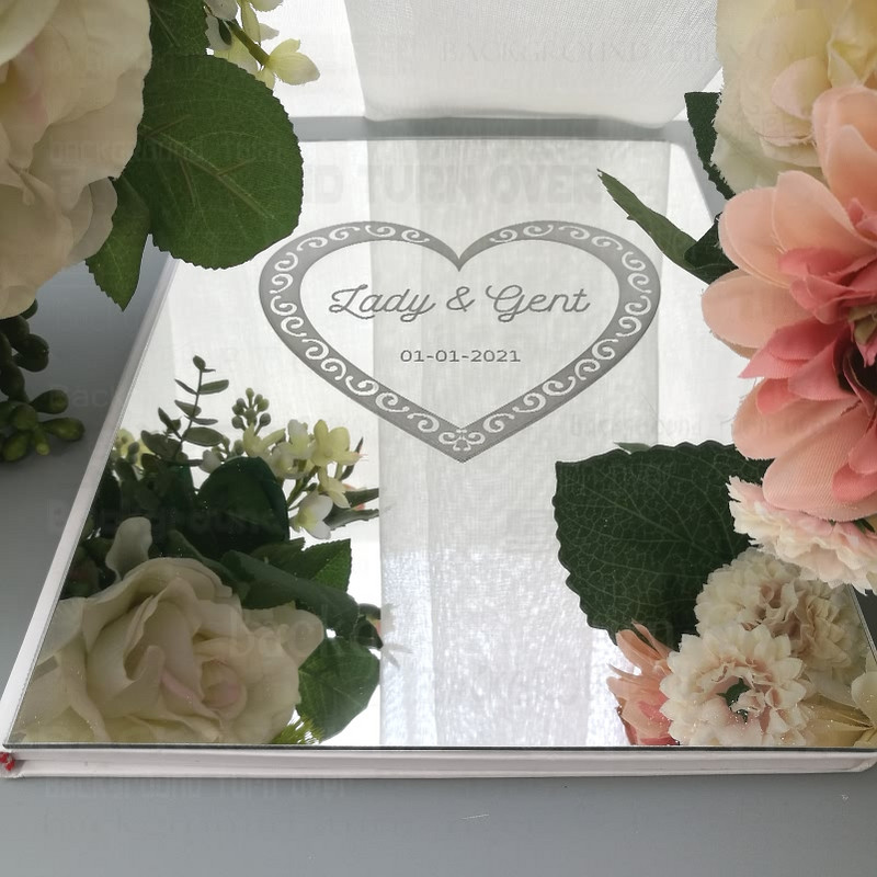 Svečių knyga Vestuvių Svečių knyga Suasmenintas Graviruoti Išraižyti Veidrodis Tuščias Pritaikytas individualiems vardams Data Viršelis Dovana Parašas Dekoras G022