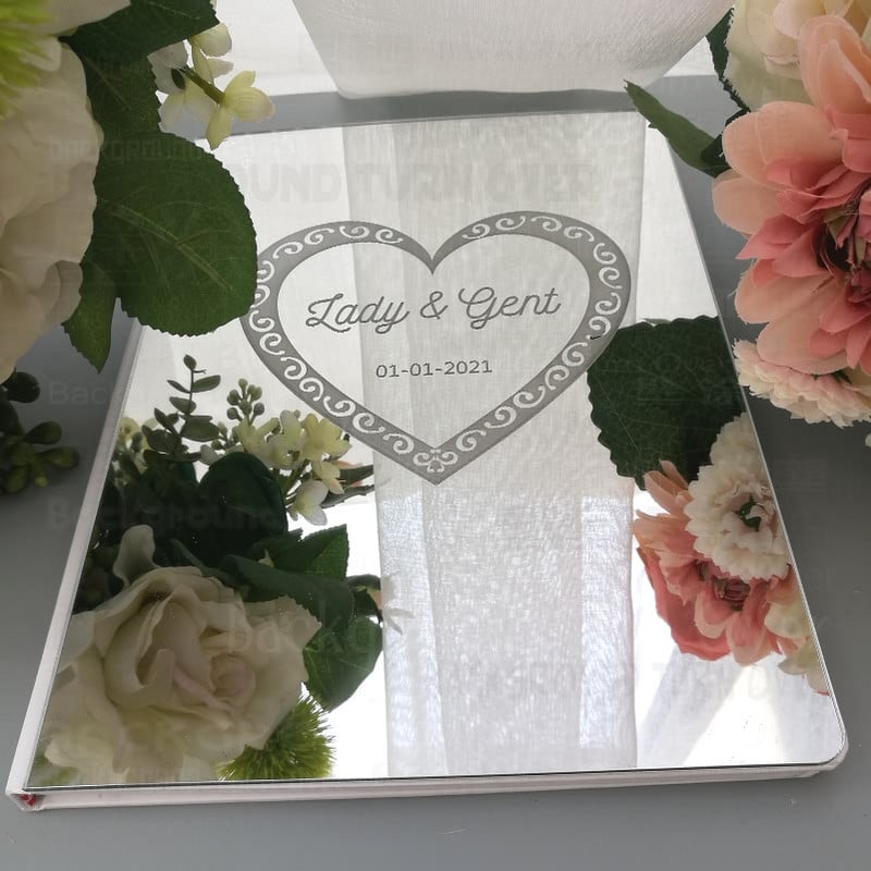 Svečių knyga Vestuvių Svečių knyga Suasmenintas Graviruoti Išraižyti Veidrodis Tuščias Pritaikytas individualiems vardams Data Viršelis Dovana Parašas Dekoras G022