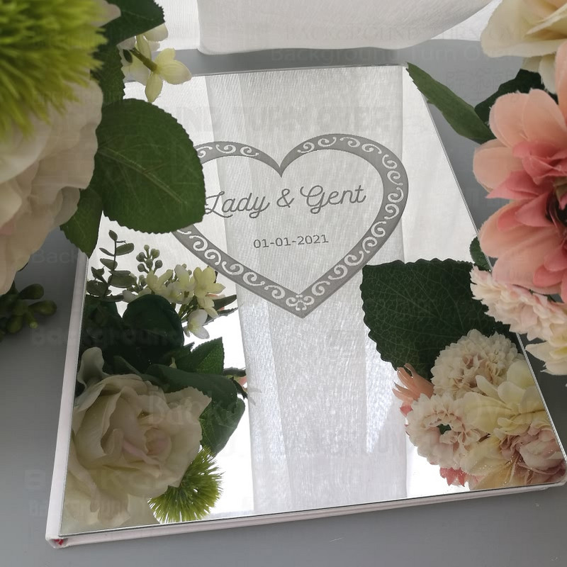 Svečių knyga Vestuvių Svečių knyga Suasmenintas Graviruoti Išraižyti Veidrodis Tuščias Pritaikytas individualiems vardams Data Viršelis Dovana Parašas Dekoras G022