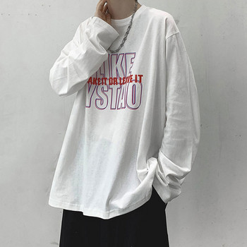 Casual ανδρική μπλούζα με γράμματα - φαρδύ σχέδιο