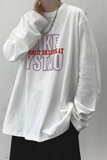 Casual ανδρική μπλούζα με γράμματα - φαρδύ σχέδιο