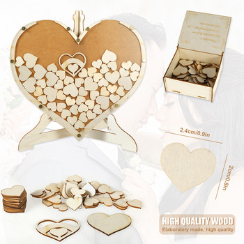 Βιβλίο επισκεπτών γάμου Ξύλινο κουτί σε σχήμα καρδιάς Βιβλίο επισκεπτών Ρουστίκ Sweet Heart Ξύλινο Drop Box 3D Βιβλίο επισκεπτών Διακόσμηση γάμου