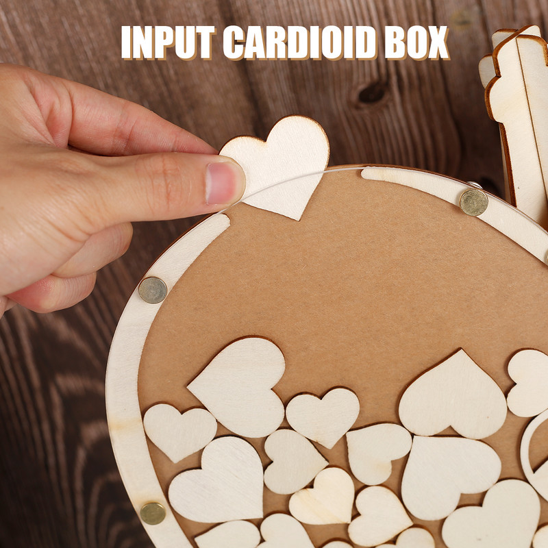 Vestuvių svečių knyga Medinė širdies formos svečių knyga Drop Box Rustic Sweet Heart Medinė Drop Box 3D Svečių knyga Vestuvių dekoravimas