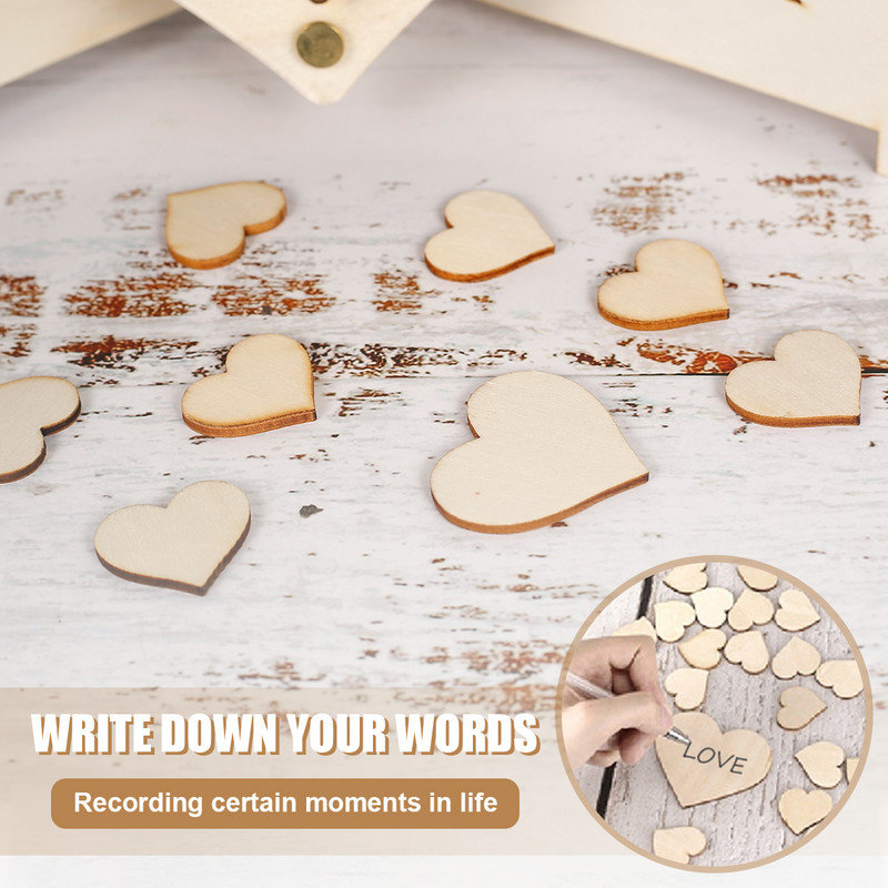 Vestuvių svečių knyga Medinė širdies formos svečių knyga Drop Box Rustic Sweet Heart Medinė Drop Box 3D Svečių knyga Vestuvių dekoravimas