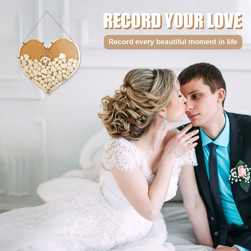 Vestuvių svečių knyga Medinė širdies formos svečių knyga Drop Box Rustic Sweet Heart Medinė Drop Box 3D Svečių knyga Vestuvių dekoravimas