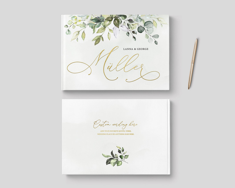 Vestuvių akvarelinė žaluma svečių knyga, momentinių nuotraukų vestuvių svečių knyga, personalizuota Boho vestuvių dovana, nuotraukų albumas