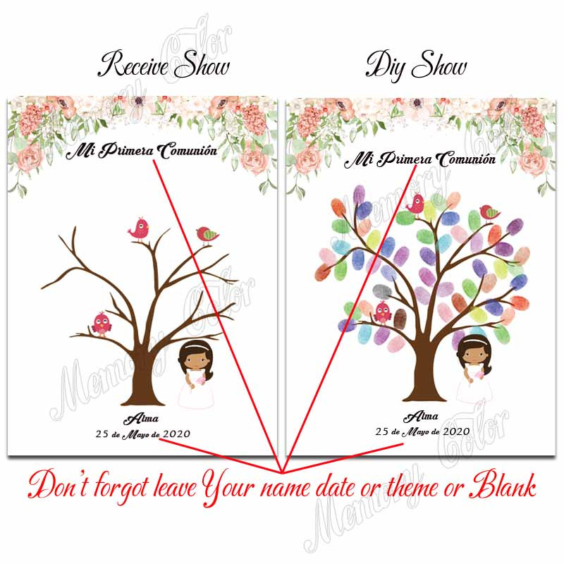 Suasmeninta Mi Primera Komunijos pirštų atspaudų parašo svečių knyga su šviesiaplaukiu angelu, dovana pirmosios šventosios komunijos krikštui