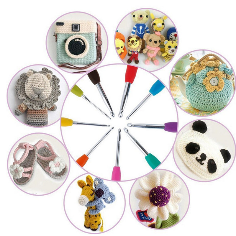 5PCS/Set Robna marka Silikonska ručka Zlatna dvostruka aluminijska heklana kuka Pletene igle za heklanje Brijač nasumičnih boja Alati za šivanje