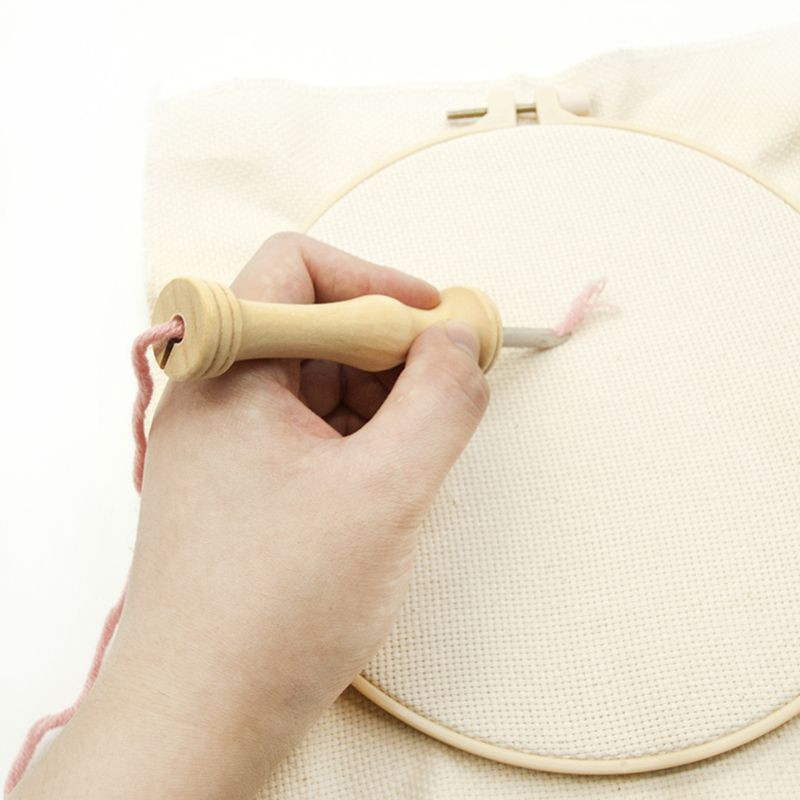 1 τεμ. Πλεκτομηχανή με κλωστή με βελόνα στυλό πλαϊνή σχισμή Αξεσουάρ ραψίματος DIY Ξύλινη λαβή ύφανσης Εργαλείο χειροτεχνίας
