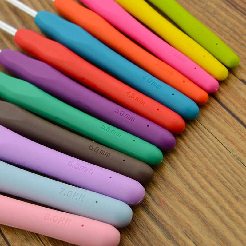 2mm-10mm 14 dimensiuni mâner moale croșetat ace de tricotat set de instrumente bricolaj fire pulover mănuși pălărie țesut instrumente artizanale