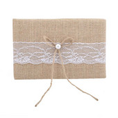 Vintažinė suasmeninta vestuvių svečių knyga, papuošta vestuvių svečių knyga ir rašiklio stovas