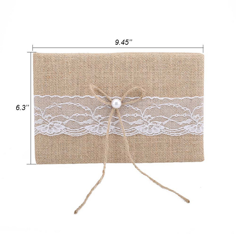 Vintažinė suasmeninta vestuvių svečių knyga, papuošta vestuvių svečių knyga ir rašiklio stovas