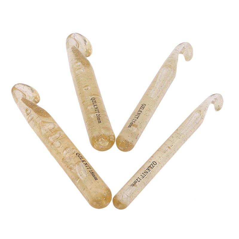 4 buc/set Croșetat de dimensiuni mari, din plastic, transparent, 15 cm lungime, ace de tricotat, instrument de lână groasă