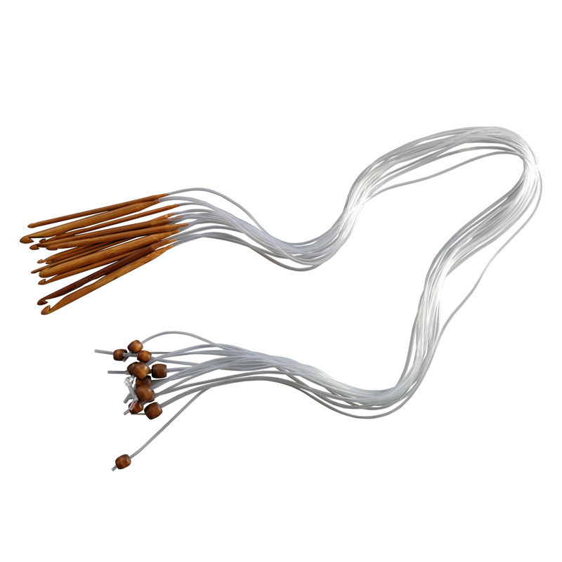 Ace de tricotat din bambus carbonizat Covor de țesut Covor Flexibil de croșetat afgan tunisian 10 mm - 3 mm Set de tricotat cu ac de țesut