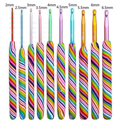 8-10 vnt spalvinga minkšta plastikinė rankena aliuminio oksido nėrimo kabliukai mezgimo adatų rinkinys nėrimo pynimui siuvimo adatų įrankis