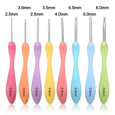 8-10 vnt spalvinga minkšta plastikinė rankena aliuminio oksido nėrimo kabliukai mezgimo adatų rinkinys nėrimo pynimui siuvimo adatų įrankis