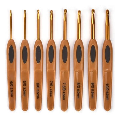 8-10 vnt spalvinga minkšta plastikinė rankena aliuminio oksido nėrimo kabliukai mezgimo adatų rinkinys nėrimo pynimui siuvimo adatų įrankis