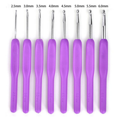 8-10 vnt spalvinga minkšta plastikinė rankena aliuminio oksido nėrimo kabliukai mezgimo adatų rinkinys nėrimo pynimui siuvimo adatų įrankis