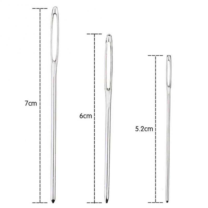 9 db 3 méretű rozsdamentes acél nagy szemű tűk hosszú varrótűk keresztszemes tűk hímzőeszköz háztartási varróeszköz