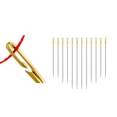 Dailylike 12 buc. Ac orb cu gaura laterală a acului pentru bătrâni, ace de broderie pentru cusut de uz casnic, din oțel inoxidabil