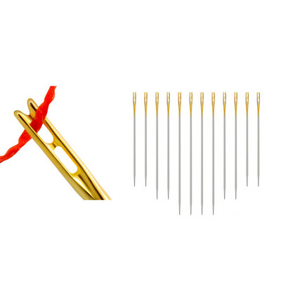 Dailylike 12 buc. Ac orb cu gaura laterală a acului pentru bătrâni, ace de broderie pentru cusut de uz casnic, din oțel inoxidabil