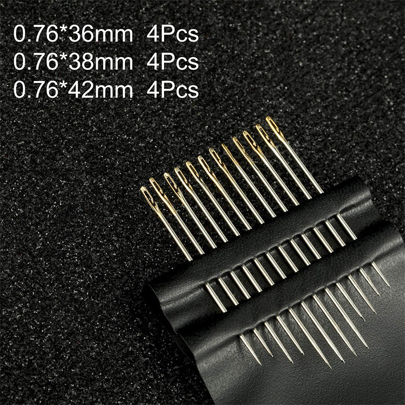 Dailylike 12 buc. Ac orb cu gaura laterală a acului pentru bătrâni, ace de broderie pentru cusut de uz casnic, din oțel inoxidabil