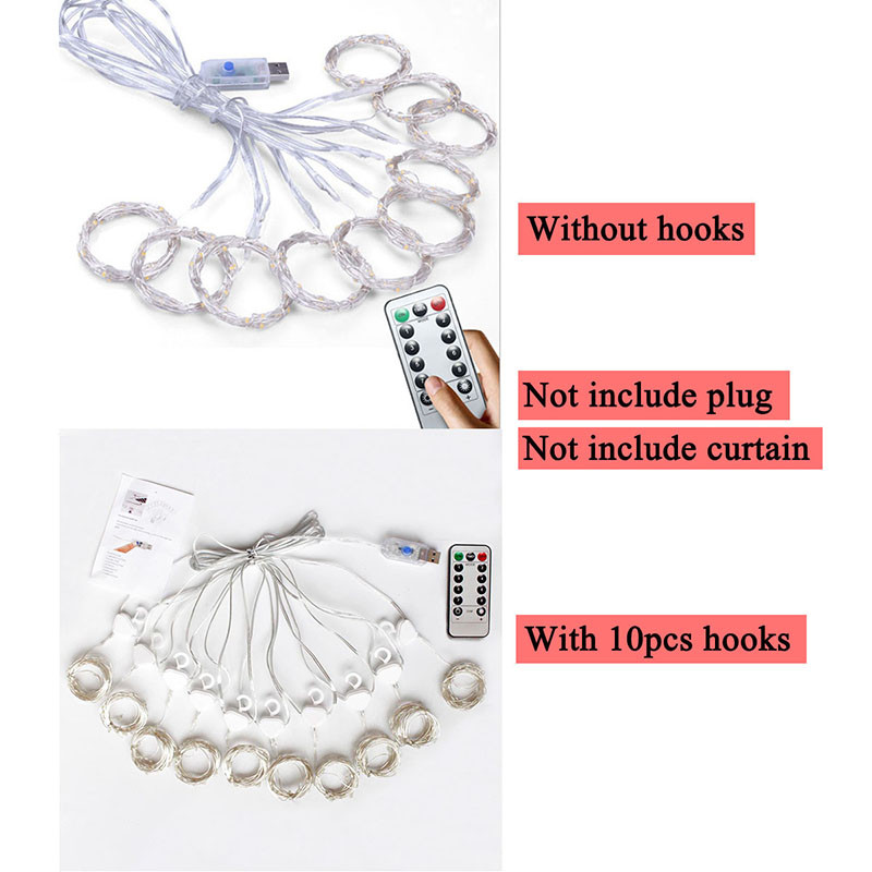 3m 100/200/300LED Užuolaidų styga Šviesos girlianda Vestuvių dekoracijos Stalas Mergaitės gimtadienis Valentino dienos šventė namuose