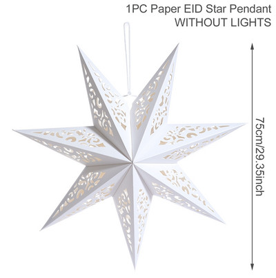 Eid Mubarak Hollow Out Star kabantis pakabukas Kalėdų Ramadano dekoras namų Islamo musulmonų vakarėliui Mubarakas Eid Al Adha Kareem