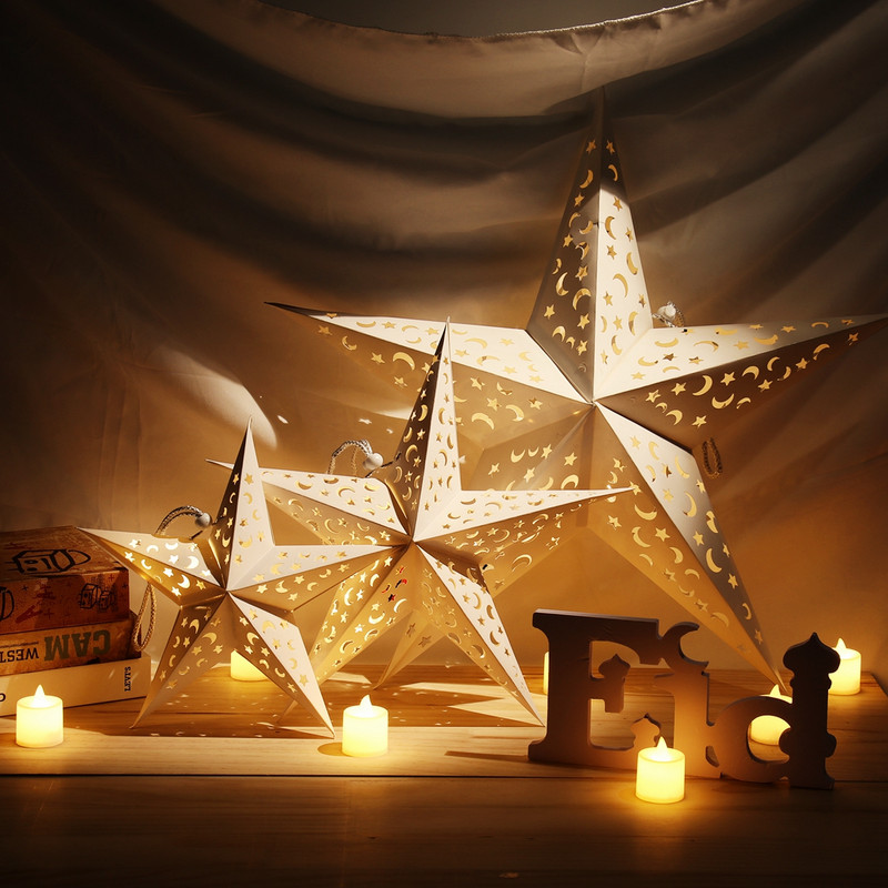 Eid Mubarak Hollow Out Star kabantis pakabukas Kalėdų Ramadano dekoras namų Islamo musulmonų vakarėliui Mubarakas Eid Al Adha Kareem