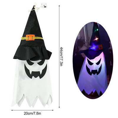 Хелоуин LED мигаща светлина Висящ призрак Halloween Party Dress Up Светеща шапка на магьосник Лампа Ужаси Реквизит Декорация на домашен бар